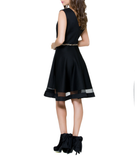 Black Belted Flare Dress, CJF - elilhaam.com