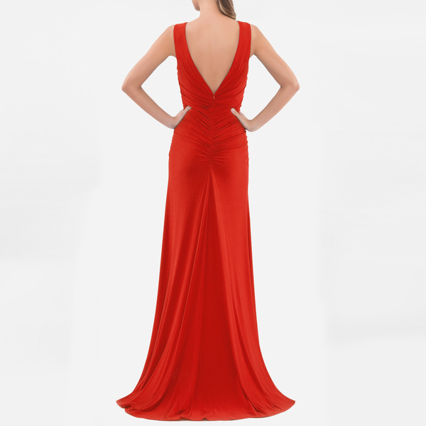 Clothes,Designers,Red Palette - Red Twist Front Sleeveless Gown