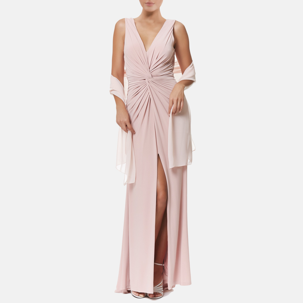 Clothes,Designers - V-Neck Pastel Sleek Gown