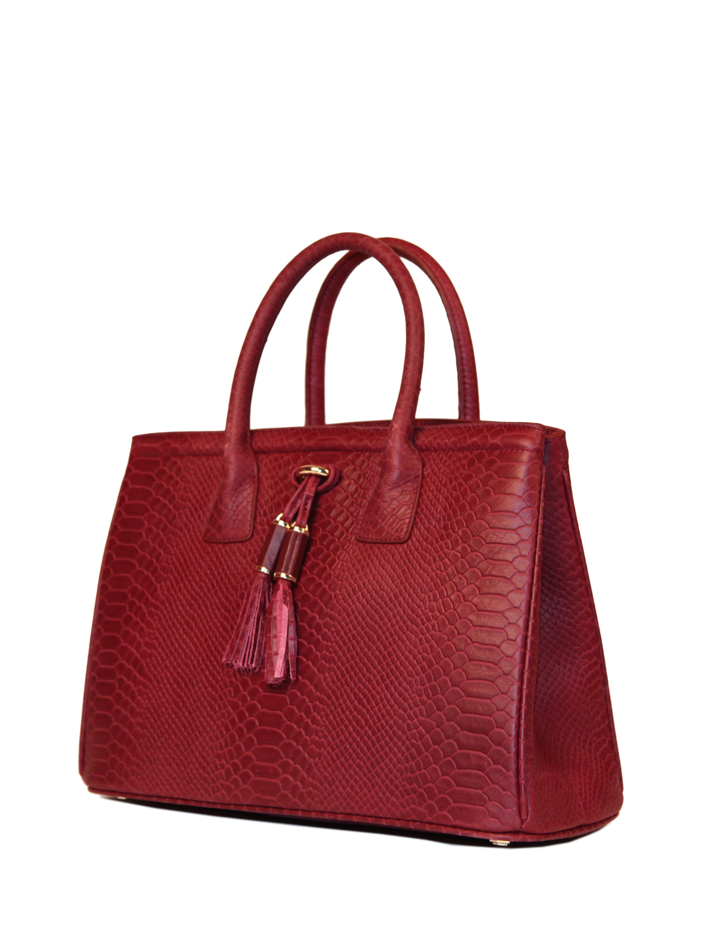 Maroon Tasseled Satchel Garnet, IVANKA - elilhaam.com