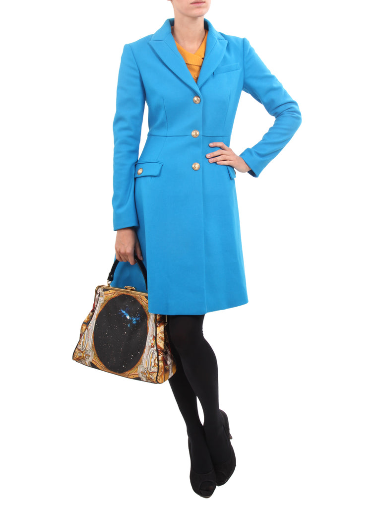 Teal Virgin Wool Coat Dress, VERSACE - elilhaam.com