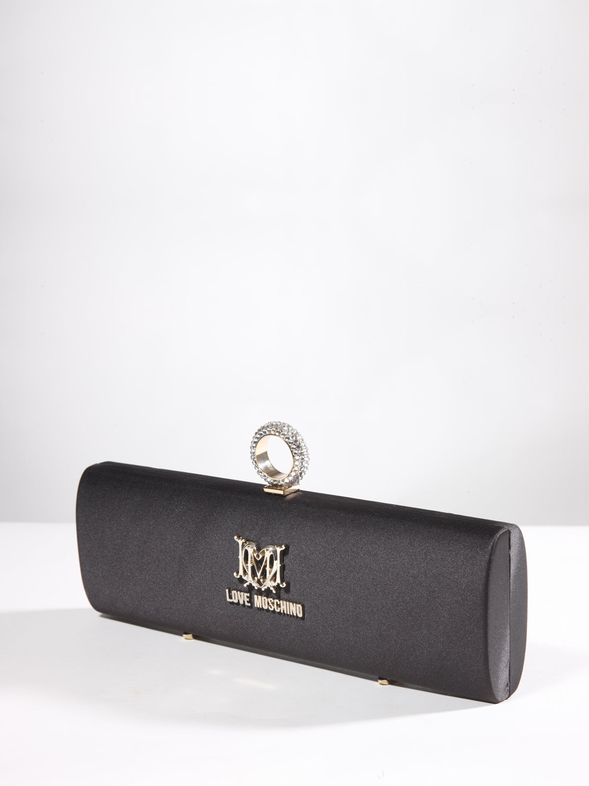 Borsa Satin Nero Clutch, LOVE MOSCHINO - elilhaam.com