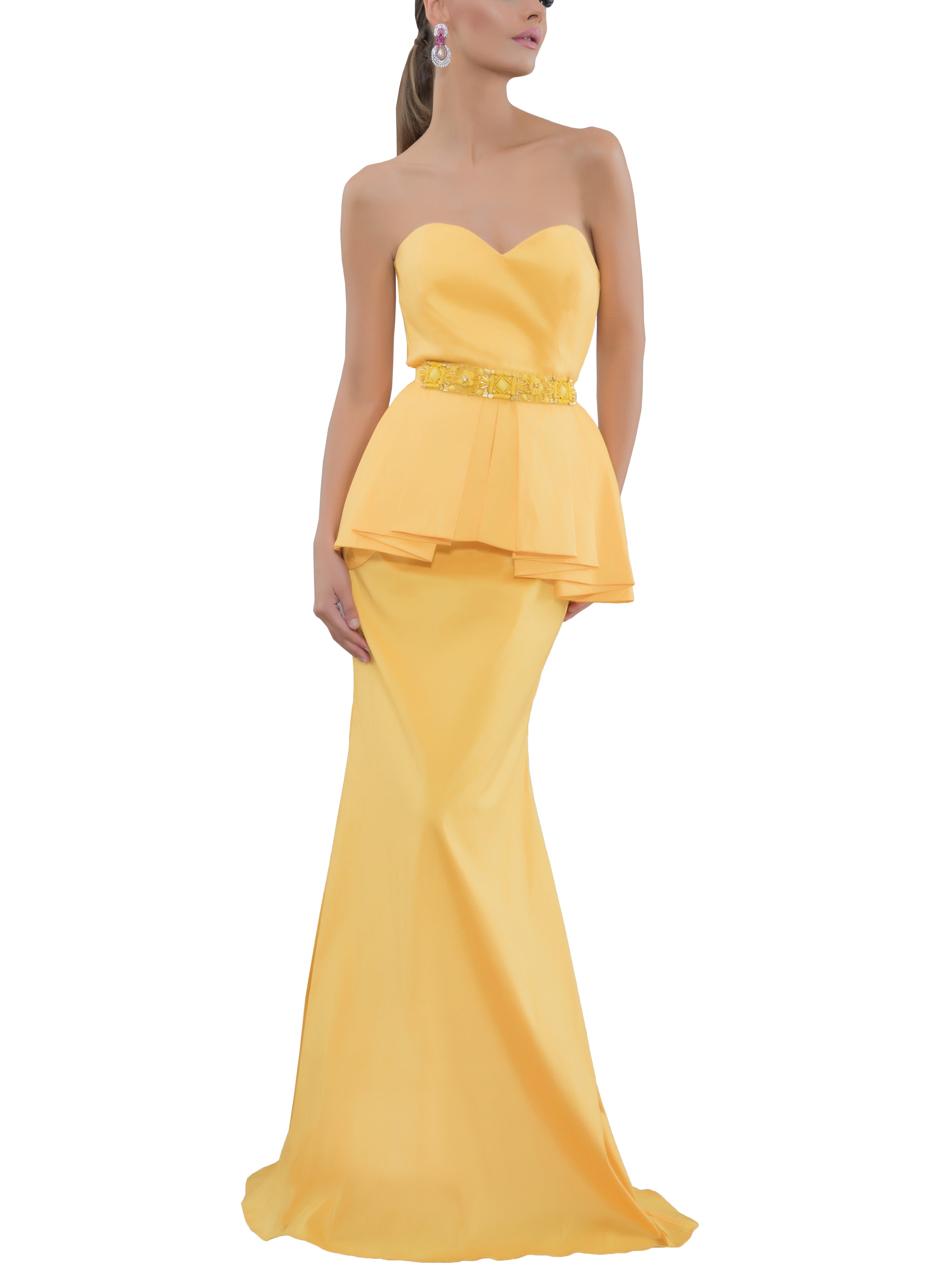 Strapless Peplum Evening Gown, , BADGLEY MISCHKA - elilhaam.com