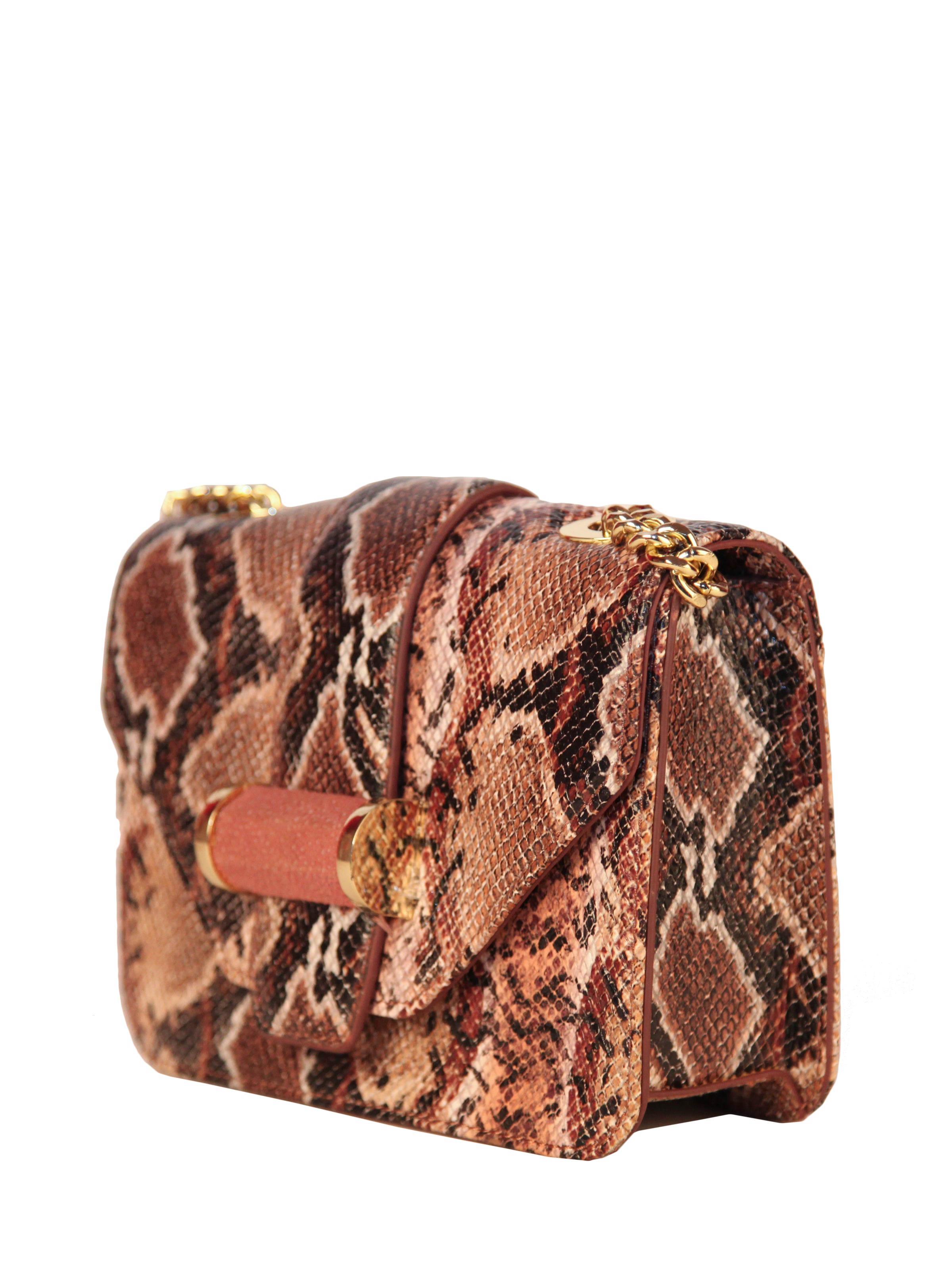 Snake-Embossed Classic Shoulder Bag, IVANKA - elilhaam.com