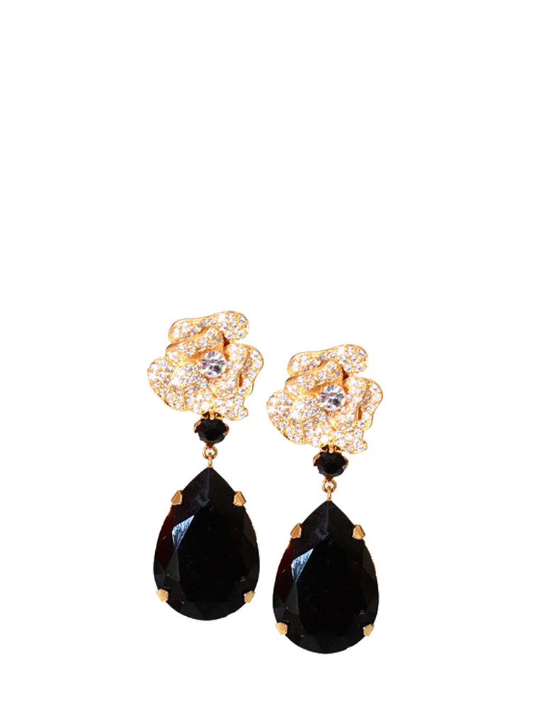 Gold-plated flower drop earrings