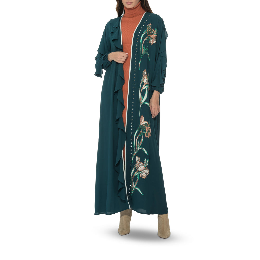 Green Frill Abaya