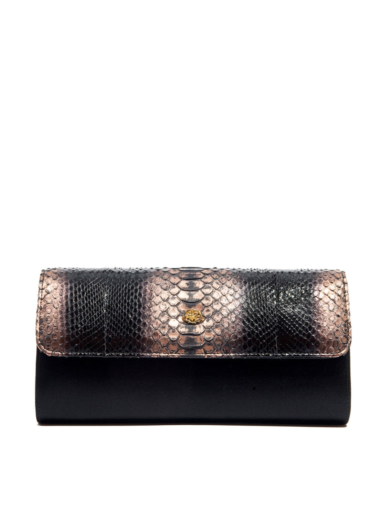 Theta Rose Gold/Black Python Clutch, PAOLA BONACINA - elilhaam.com