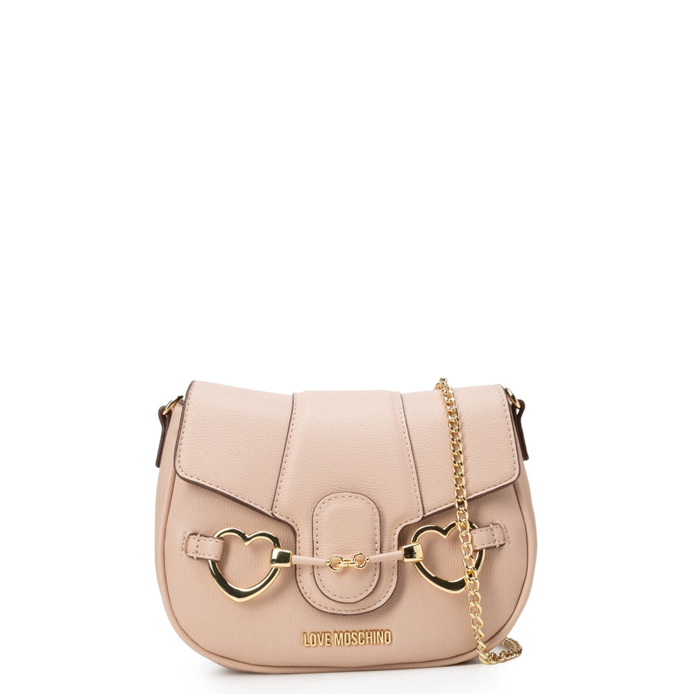 Pink Heart Hardware Crossbody Bag